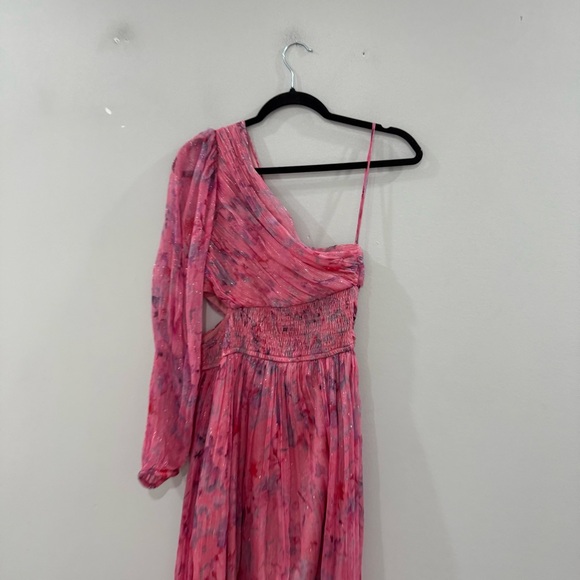 BHLDN Dress Iris One Shoulder Cutout in Pink Floral - Picture 4 of 9